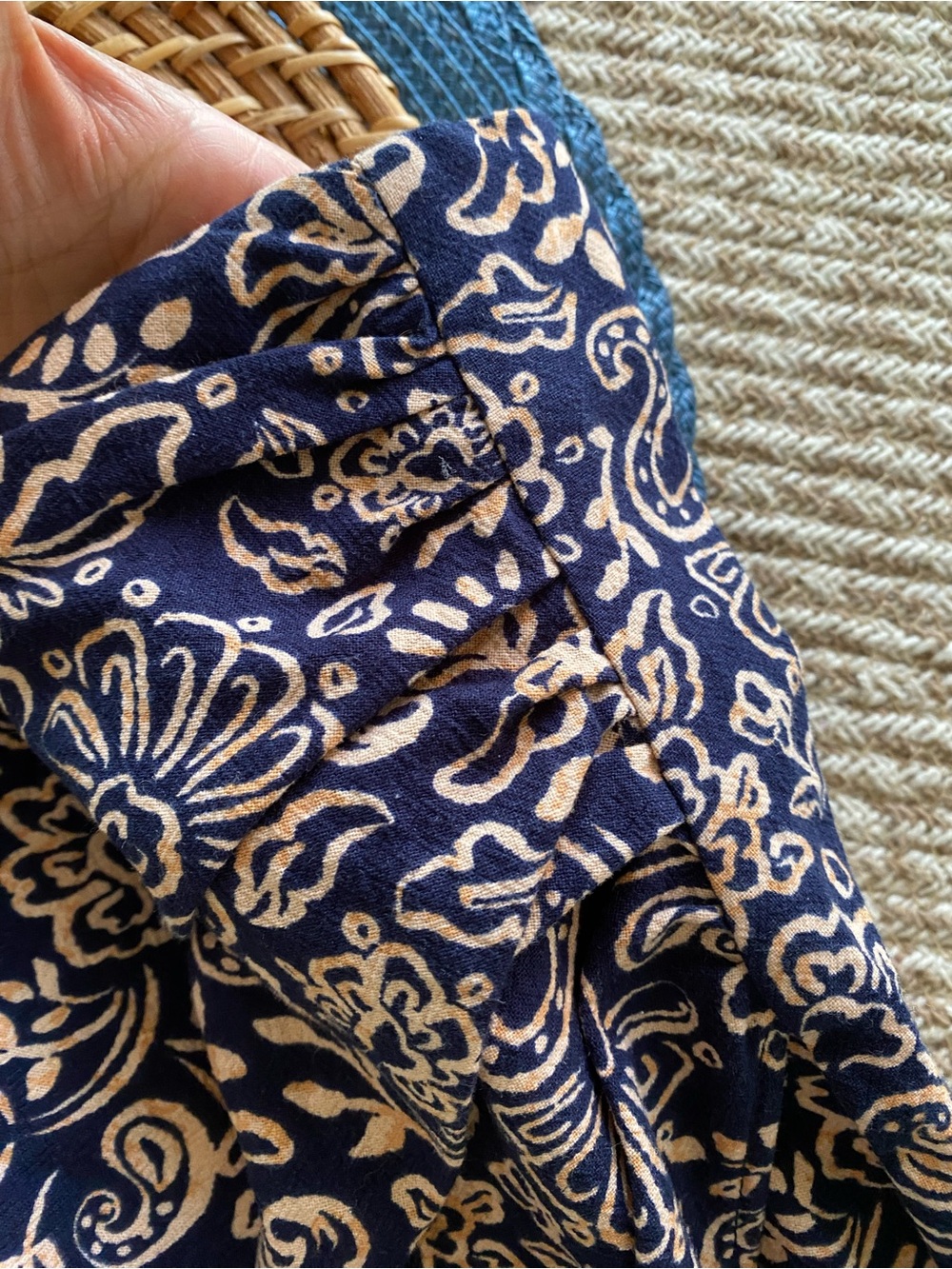 ZARA Navy Peach Floral Ruched Cotton Midi Skirt! 🐚 - Picture 11 of 16